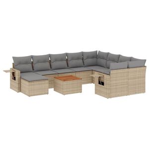 vidaXL Set Divani da Giardino 11 pz con Cuscini Beige in Polyrattan