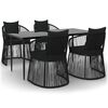 vidaXL Set da Pranzo da Giardino 5 pz Nero con Cuscini in Rattan PVC