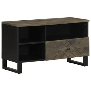 vidaXL Mobile Porta TV Nero 80x33x46 cm in Legno Massello di Mango