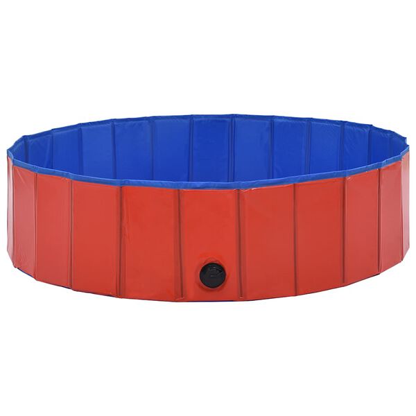 vidaXL Piscina per Cani Pieghevole Rossa 120x30 cm in PVC