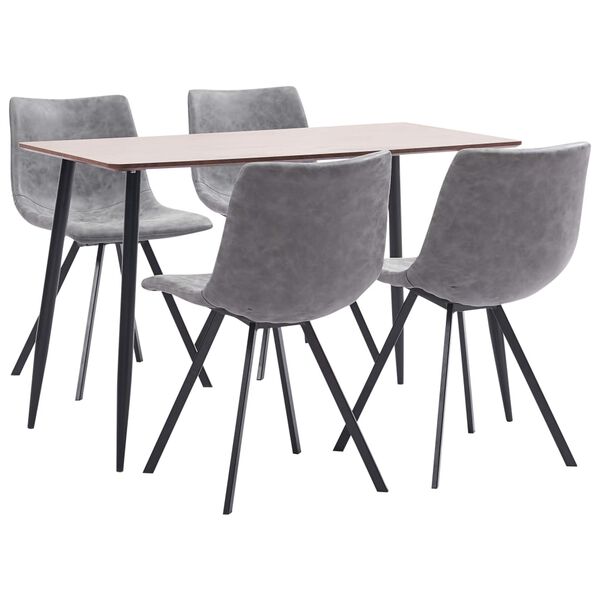 vidaXL Set Sala da Pranzo 5 pz in Similpelle Grigio