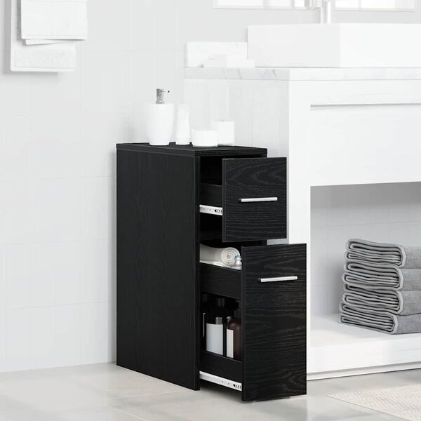 vidaXL Set di mobili per il bagno Rovere Nero 22 x 44 x 61.5 cm