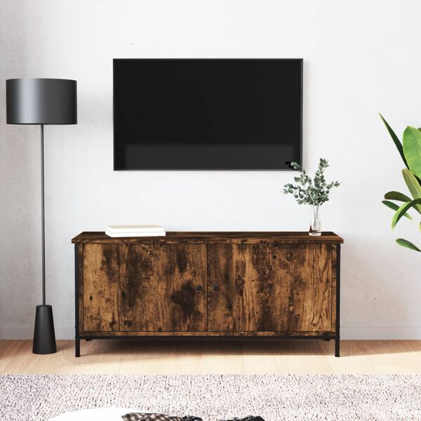 vidaXL Mobile TV con Ante Rovere Fumo 102x35x45 cm Legno Multistrato