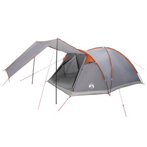 vidaXL Tenda Capanna Grigio e arancione 6 persone Poliestere e Acciaio