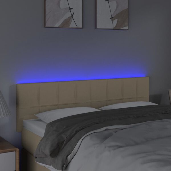 vidaXL Testiera a LED Crema 144x5x78/88 cm in Tessuto