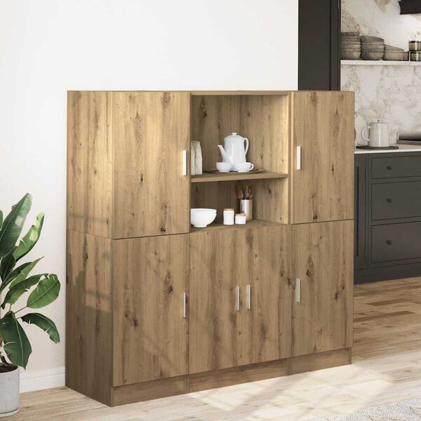 vidaXL Set di Mobili da Cucina 3 pz Rovere Marrone in Truciolato