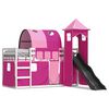 vidaXL Letto a Castello con Scivolo e Tende Rosa 90x200 cm