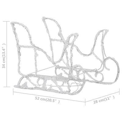 vidaXL Decorazione Natalizia Renne e Slitta 280x28x55 cm in Acrilico
