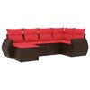 vidaXL Set Divani da Giardino 6 pz con Cuscini Marrone in Polyrattan
