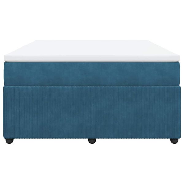 vidaXL Giroletto a Molle con Materasso Blu Scuro 160x200 cm in Velluto