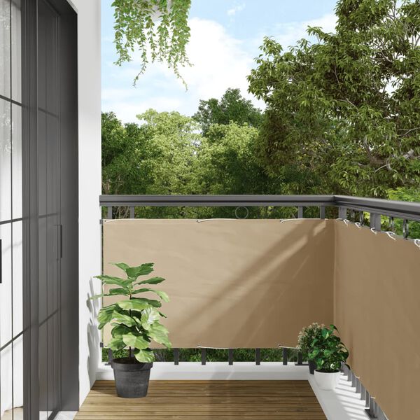vidaXL Paravento da Balcone Beige 75x300 cm in Tessuto Oxford
