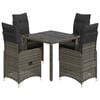 vidaXL Set Bistr&ograve; da Giardino 5 pz con Cuscini in Polyrattan Grigio
