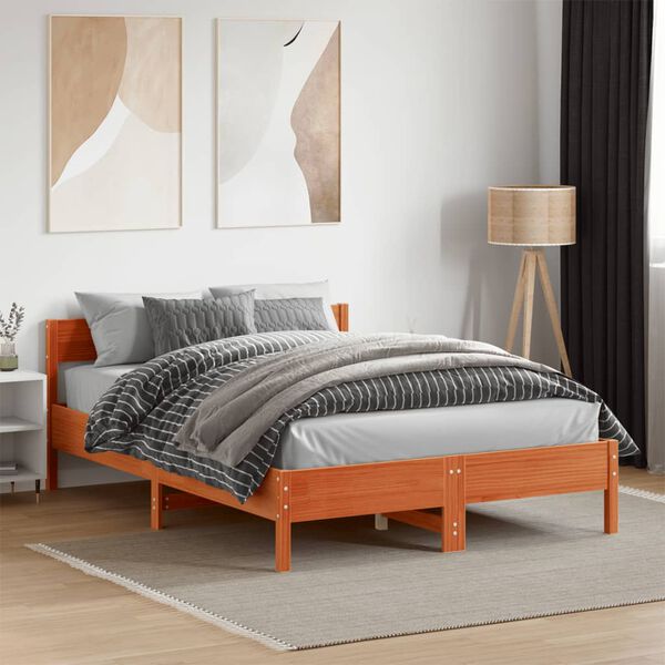 vidaXL Letto senza Materasso Marrone Cera 140x190 cm in Legno di Pino