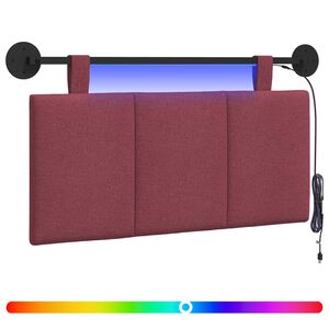 vidaXL Testiera sospesa Con luce LED Rosso Vino Tessuto