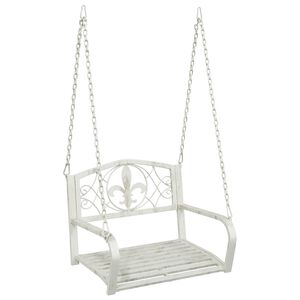 vidaXL Panchina a Dondolo Acciaio 71,5 x 59 x 55 cm Bianco Antico