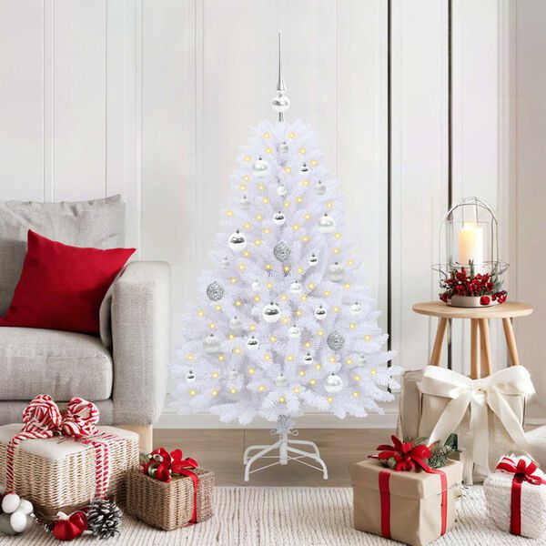 vidaXL Albero di Natale Artificiale con Rami Pieghevoli Bianco 120 cm
