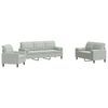 vidaXL Set di Divani 3 pz con Cuscini e Rinforzi Grigio Chiaro Velluto