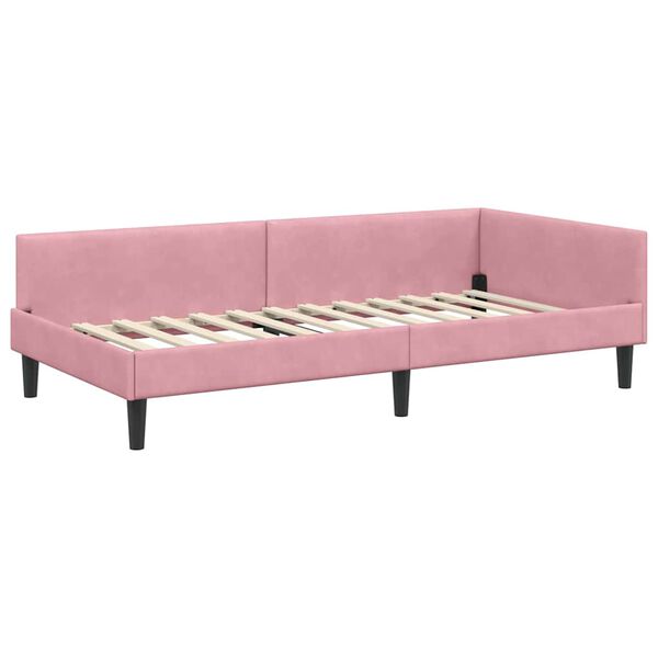 vidaXL Cornice del letto ad angolo con testiera Rosa 90 cm x 190 cm