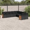 vidaXL Set Divani da Giardino 10pz con Cuscini in Polyrattan Nero