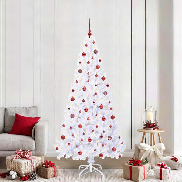 vidaXL Albero di Natale artificiale Bianco 210 cm PVC e Acciaio
