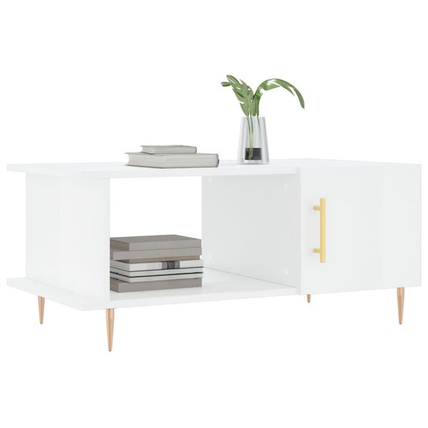 vidaXL Tavolino da Salotto Bianco Lucido 90x50x40 cm Legno Multistrato