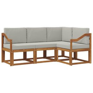 vidaXL Set di divani da esterno 4 pcs Grigio Naturale e Chiaro