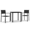 vidaXL Set da Pranzo da Giardino 3 pz Nero