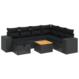 vidaXL Set Divani da Giardino con Cuscini 8 pz Nero in Polyrattan