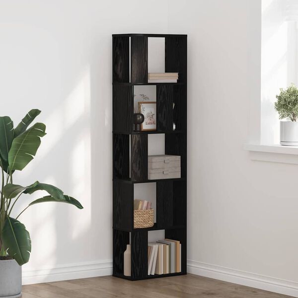 vidaXL Libreria Rovere Nero 45 x 23,5 x 162,5 cm