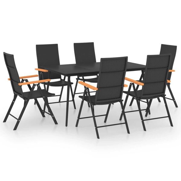 vidaXL Set da Pranzo da Giardino 7 pz Nero e Marrone