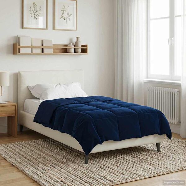 vidaXL Duvet Invernale Trapuntato Blu Scuro 140 x 220 cm Microfibra