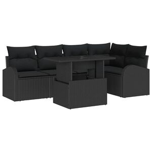 vidaXL Set Divano da Giardino 6 pz 5-Numero di posti Nero Poly Rattan