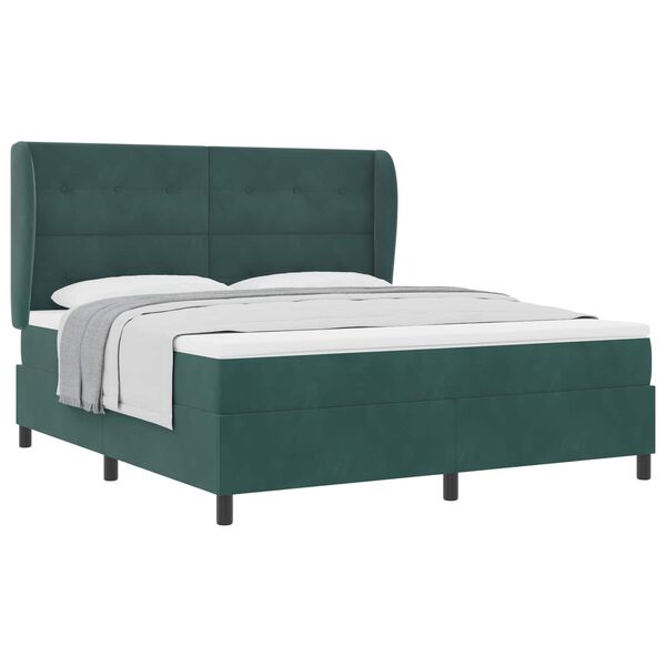 vidaXL Letto a molle con materasso Verde Scuro 200 x 180 cm Poliestere
