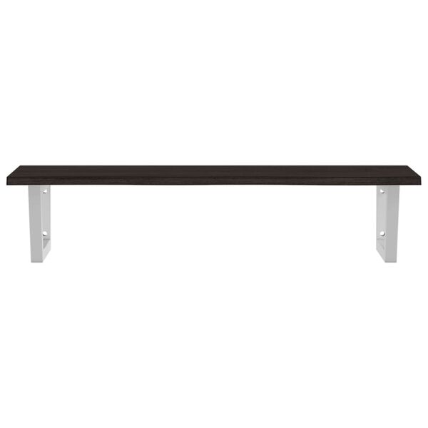 vidaXL Ripiano a Parete per Lavabo in Acciaio e Massello di Rovere