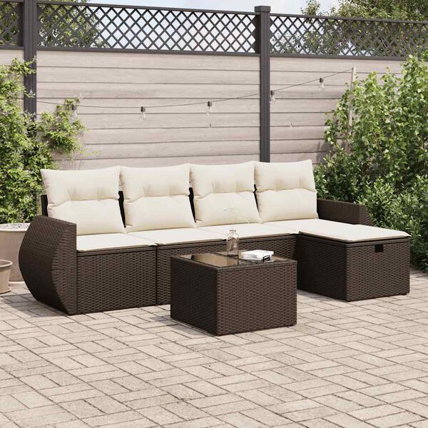vidaXL Set Divano da Giardino 6 pz con Cuscini Marrone in Polyrattan