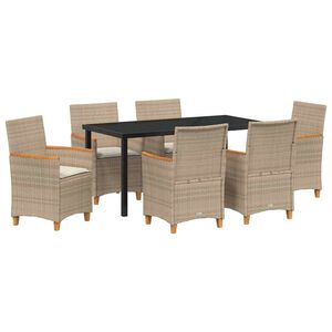 vidaXL Set da Pranzo per Giardino 7 pcs Beige polyrattan