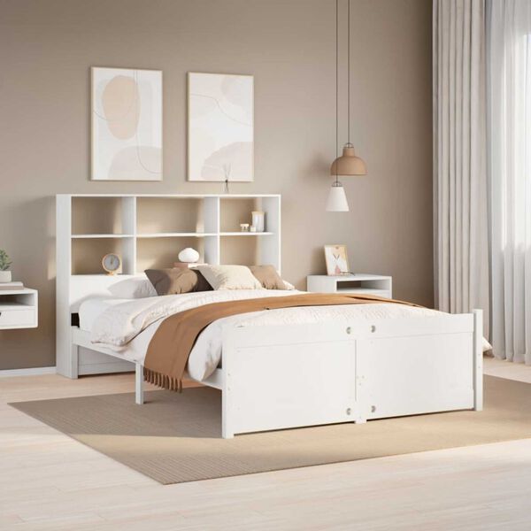 vidaXL Letto Libreria senza Materasso Bianco 120x200 cm Legno di Pino