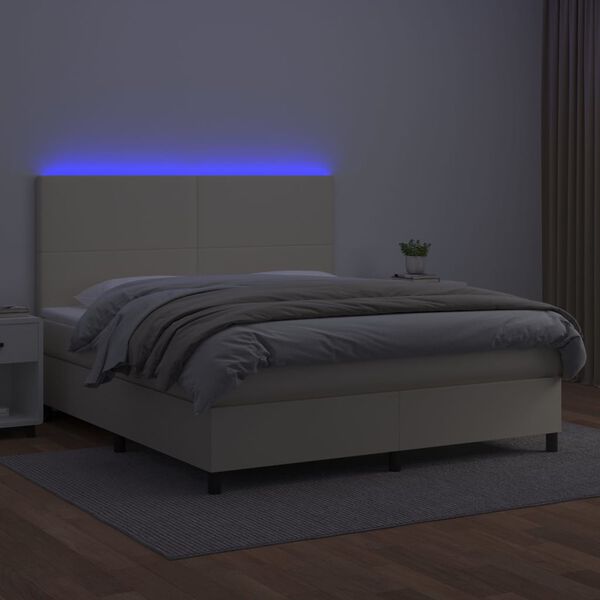 vidaXL Giroletto a Molle con Materasso e LED Crema 180x200 cm