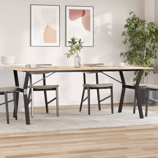vidaXL Tavolo da Pranzo Telaio a Y 200x100x75 cm Legno Pino e Acciaio