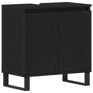 vidaXL Armadio per Lavabo da Bagno Rovere Nero 58 x 33 x 60 cm