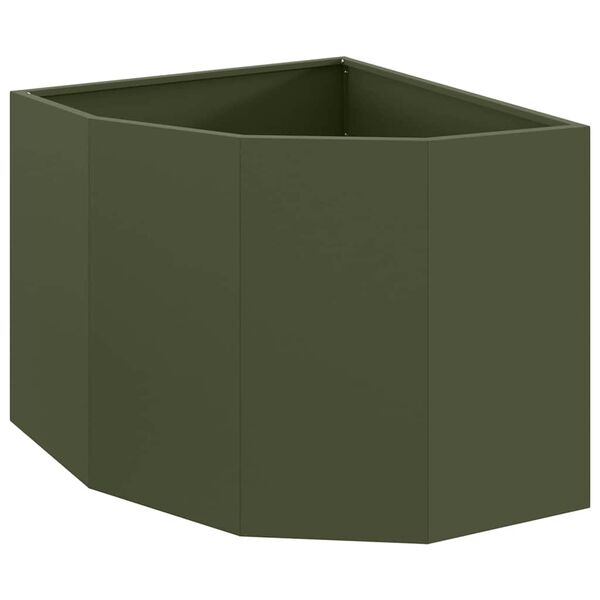 vidaXL Vaso d'angolo Oliver verde 60 x 60 x 50 cm Acciaio
