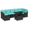 vidaXL Set Divano da Giardino con cuscino 8 pcs Nero Poly Rattan