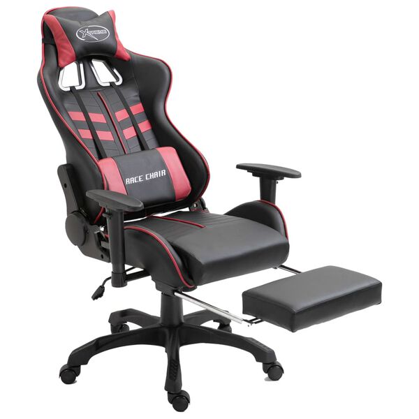 vidaXL Sedia da Gaming con Poggiapiedi Rosso Vino in Similpelle