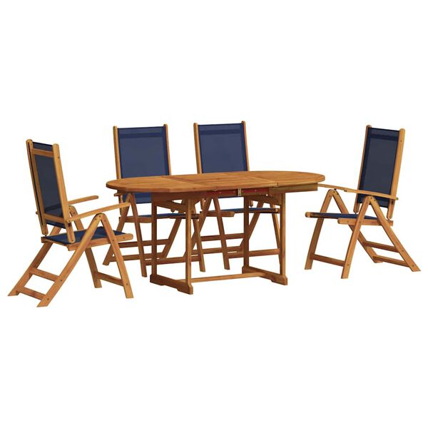 vidaXL Set Pranzo da Giardino 5pz Legno Massello di Acacia e Textilene