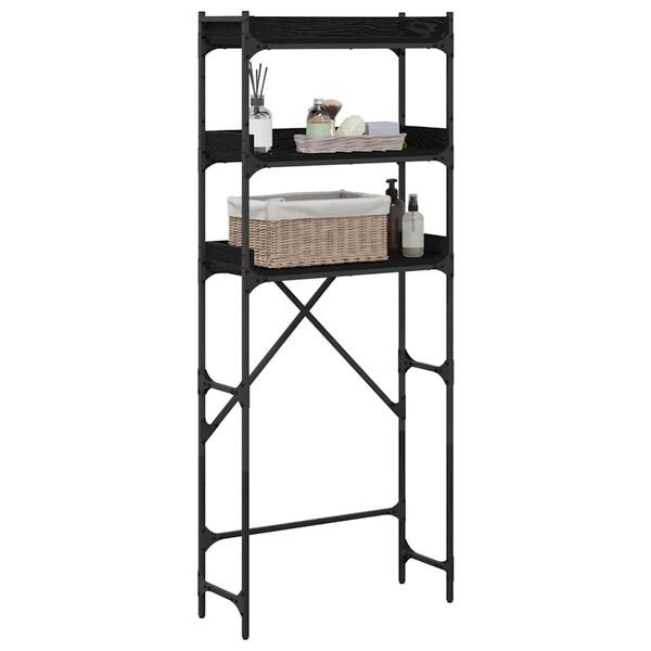 vidaXL Mensola per lavatrice Rovere Nero 67 x 25 x 163 cm