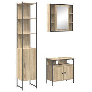 vidaXL Set di mobili per il bagno con lo scaffale 3 pcs Rovere Sonoma