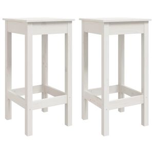 vidaXL Sgabelli da Bar 2 pz Bianchi 40x40x78 cm Legno Massello di Pino