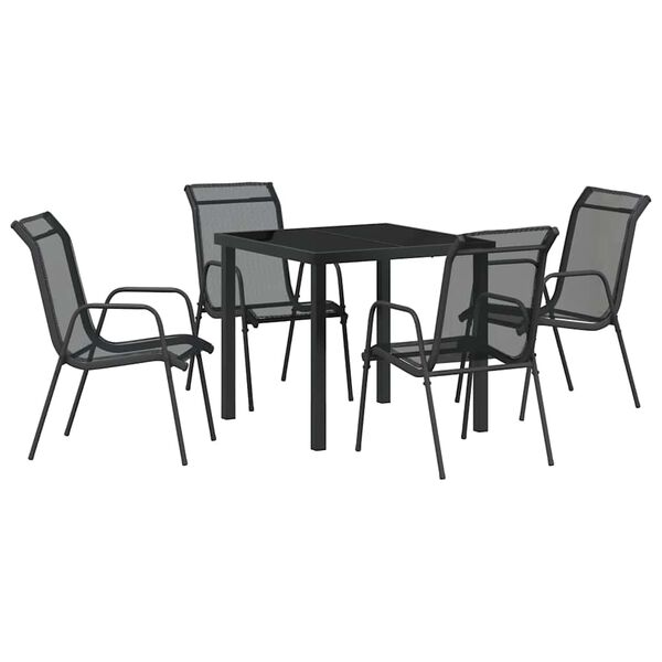 vidaXL Set da Pranzo per Giardino 5 pcs Nero