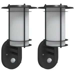 vidaXL Applique per Esterno con Sensore 2 pz Nere in Acciaio Inox