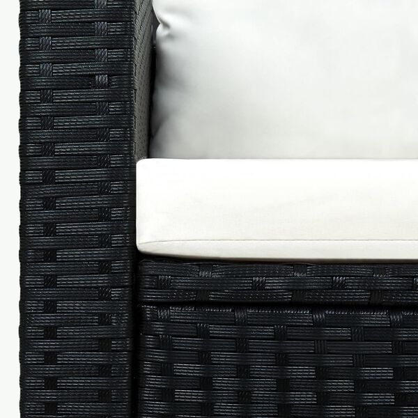 vidaXL Set Divani da Giardino 3 pz con Cuscini in Polyrattan Nero